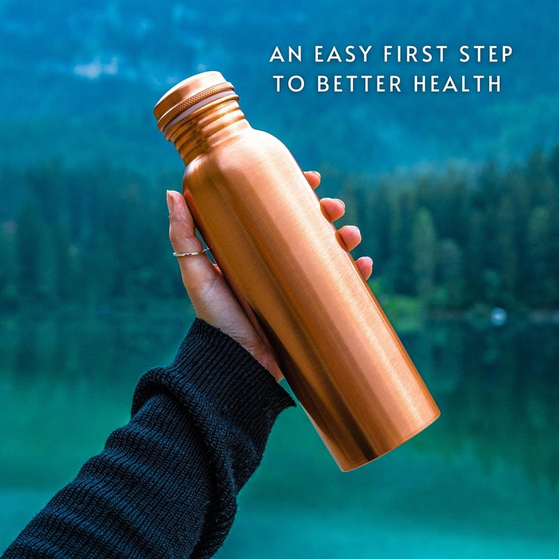 Kosdeg Copper Water Bottle - 34oz Smooth Design - A Handcrafted Ayurvedic Pure Copper Vessel For Drinking - Drink More Water, Lower Your Sugar Intake And Enjoy The Health Benefits - Image 2